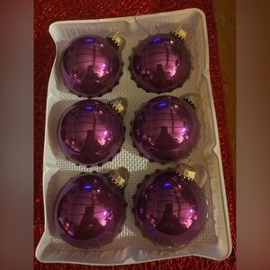 Christmas by Krebs 
Purple Glass Ornaments
Made in the USA SET of 6